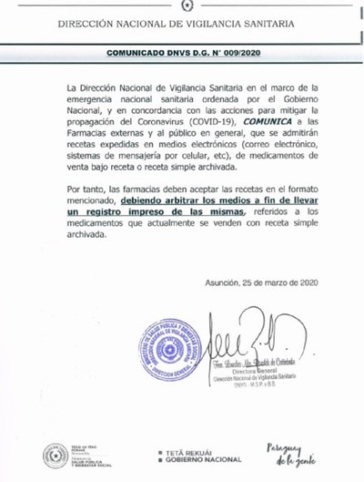 Vigilancia Sanitaria dispone que farmacias acepten recetas vía email o Whatsapp - ADN Paraguayo