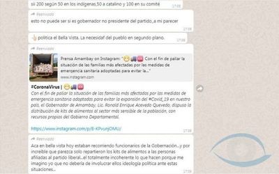 Gobernador de Amambay hace entrega de víveres solo a sus correligionarios liberales