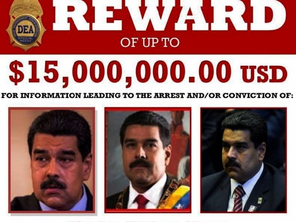 EEUU ofrece USD 15 millones por la captura de Maduro