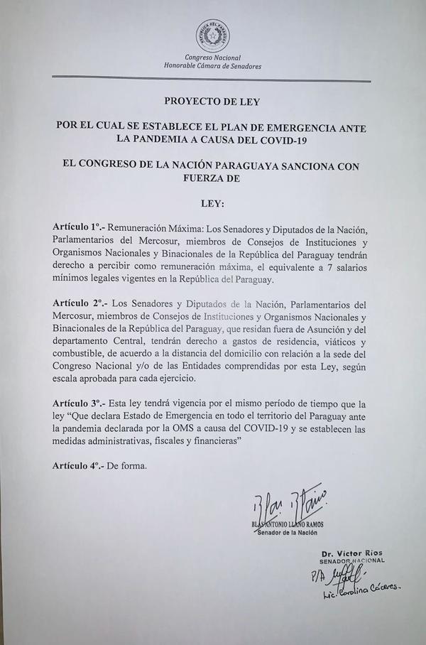 Senadores Llano y Ríos proponen tijera a sueldos de sus colegas y altos funcionarios, pero garantizando siete salarios mínimos - ADN Paraguayo