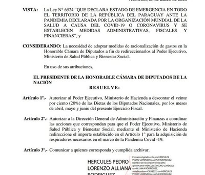 Diputados autorizan recortar el 20% de sus dietas y que sean destinadas a Salud Pública
