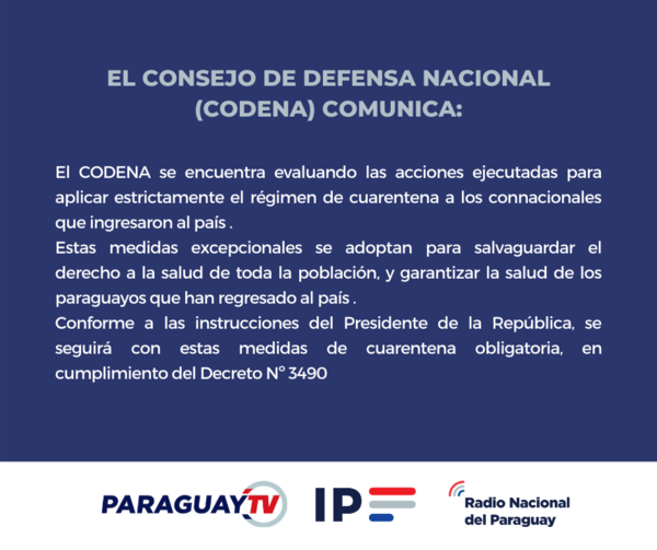 CONSEJO DE DEFENSA NACIONAL (CODENA) Comunica a la opinión publica - .::RADIO NACIONAL::.