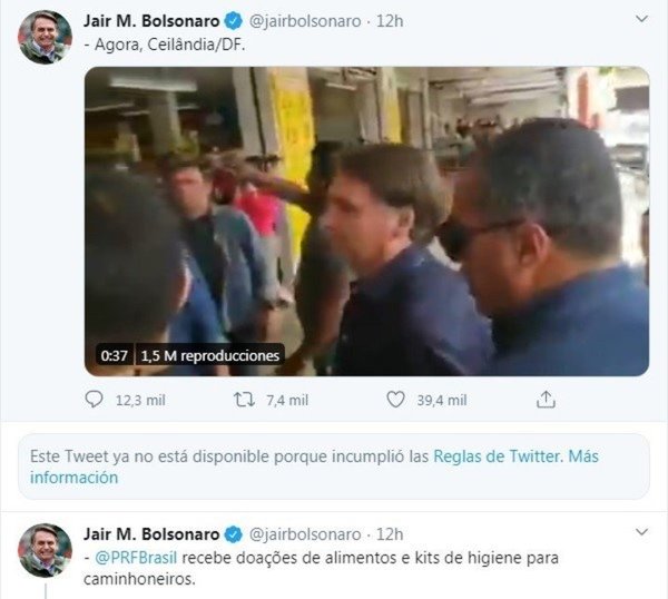Twitter eliminó mensajes de Jair Bolsonaro contra el aislamiento - ADN Paraguayo