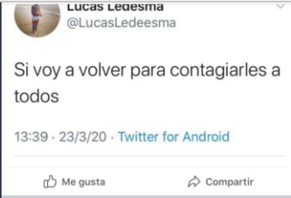 HOY / Dijo que volvía al país "a contagiar a todos" y ahora es imputado