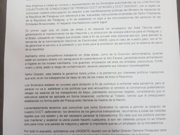 Funcionarios de Itaipú que amenazan con parar la hidroeléctrica se exponen a cinco años de cárcel