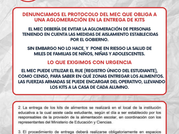 Fenaes objeta la forma en que se distribuyen los kits de alimentos