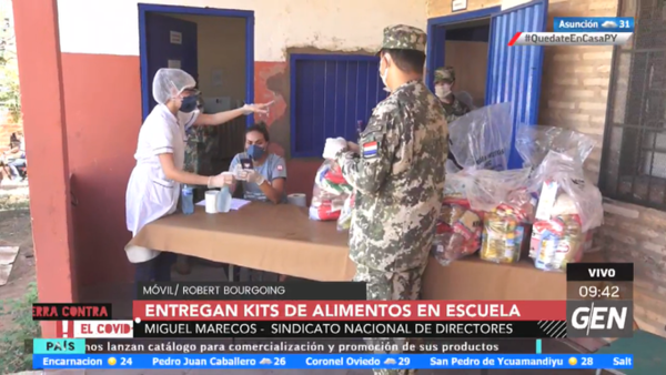 HOY / Se realiza la entrega de kits de alimentos en la escuela "Padre José María Velaz" de Fe y Alegría, Bañado Norte