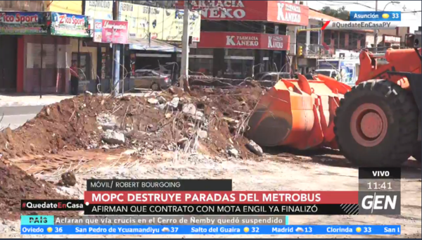 HOY / El MOPC procede a la demolición de las paradas del Metrobús sobre la Ruta Mariscal Estigarribia