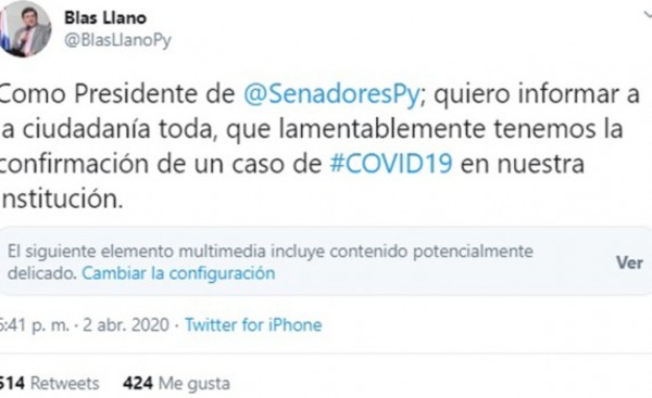 Coronavirus confirmado en el Congreso Nacional