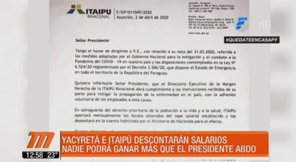 Binacionales ordenan recorte de salarios a funcionarios