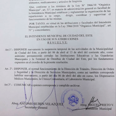 La Municipalidad seguirá cerrada hasta el 13 de abril - Noticde.com