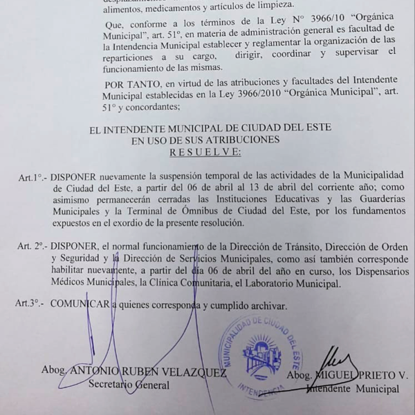 La Municipalidad seguirá cerrada hasta el 13 de abril - Noticde.com