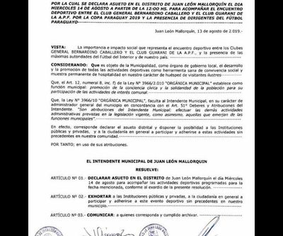 Mario Noguera declara asueto en Mallorquín, porque juega su club – Diario TNPRESS