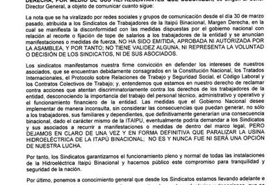 Sindicatos de Itaipú reculan y ahora señalan que no tienen intención de cerrar la usina – Diario TNPRESS