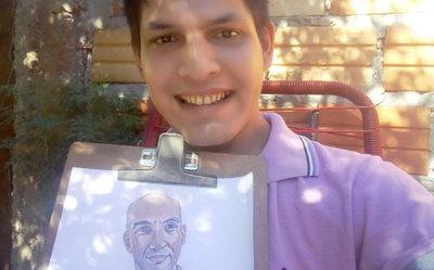 Joven dibuja a Mazzoleni en homenaje a su labor