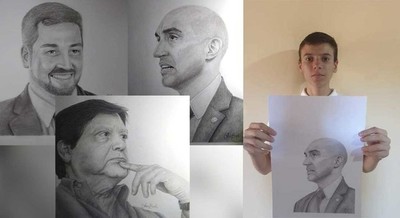 JOVEN DE 15 AÑOS HOMENAJEA A NUESTRAS AUTORIDADES CON OBRAS DE ARTE