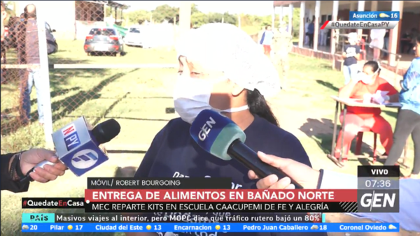 HOY / Entrega de 230 kits de alimentos en el Colegio Alvarín Romero de Asunción