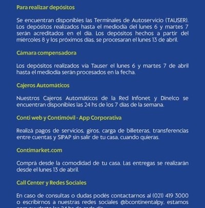 Según disposición del BCP, casa matriz y sucursales del Banco Continental, cerradas desde este lunes