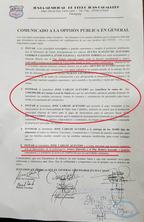Si seguimos con el mismo Capitán, la Salud de Amambay, será un Titánic en un par de meses