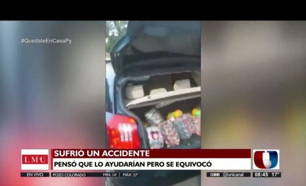 HOY / Evitó accidente pero volcó, conductores en vez de ayudarlo le robaron toda la mercadería