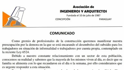 Arquitectos e ingenieros de Concepción urgen la entrega del subsidio «Ñangareko» | Radio Regional 660 AM