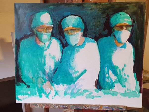 Coronavirus: Koki Ruiz pinta cuadro en homenaje al personal de blanco » Ñanduti