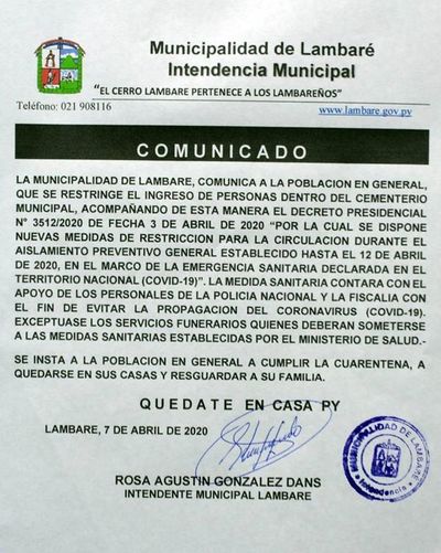 Municipios prohíben el ingreso a cementerios