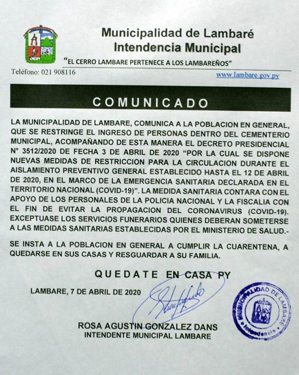 Municipios prohíben el ingreso a cementerios