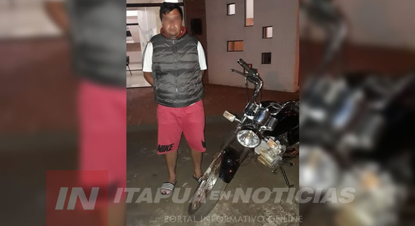 RECUPERAN MOTOCICLETA HURTADA Y APREHENDEN A UN HOMBRE EN ITA PASO