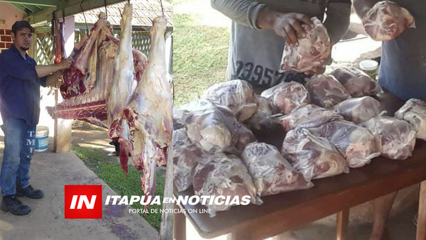 FAENO UNA VACA PARA ALIMENTAR A 70 FAMILIAS DE SAN PEDRO DEL PARANÁ.