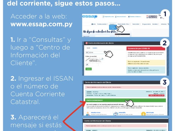 Usuarios de Essap pueden verificar exoneración de pagos vía online