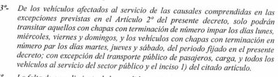 Los vehículos que circularán de acuerdo a sus chapas son los que están en la lista de excepciones