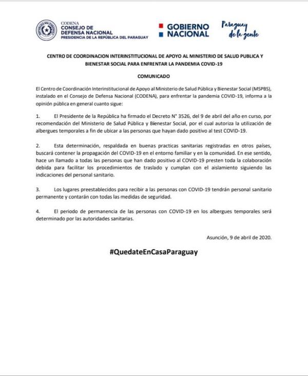 Gobierno decreta aislamiento para personas que dieron positivo al Covid-19 y luego recula - ADN Paraguayo
