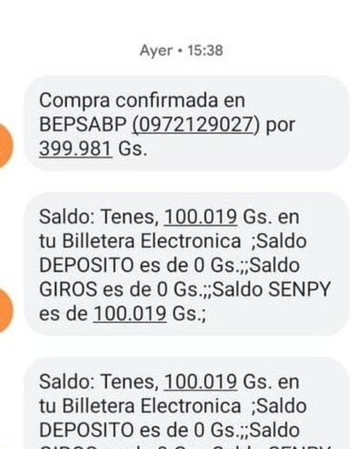 HOY / César Arturo Medina, denuncia que le vaciaron la billetera electrónica, donde recibió la asistencia de la SEN "Ñangareko"