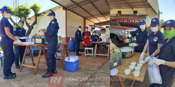 BOMBEROS DE TOMÁS R. PEREIRA REALIZAN COMILONA POR PASCUAS. 