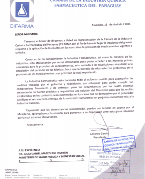 Farmacéuticas solicitan exoneración de multas a Salud Pública