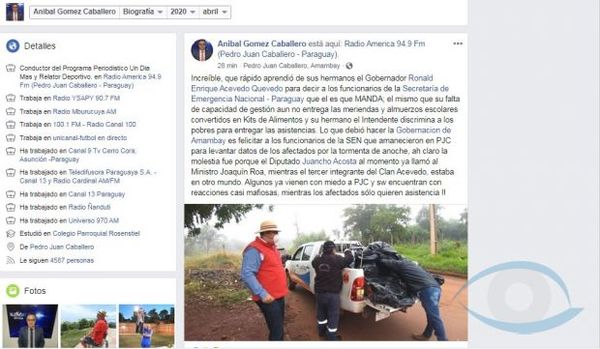 Gobernador de Amambay a funcionarios de la SEN: Yo soy el que manda acá