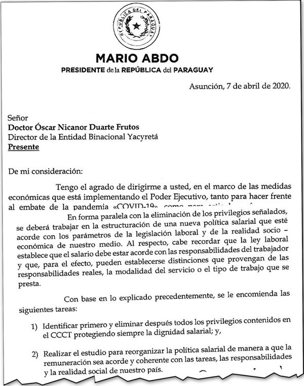 Marito pide eliminar jugosos salarios - Política - ABC Color