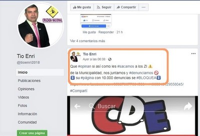 Intendente de CDE ordena “ATACAR” a quienes le CRITICAN en las redes sociales y en la prensa