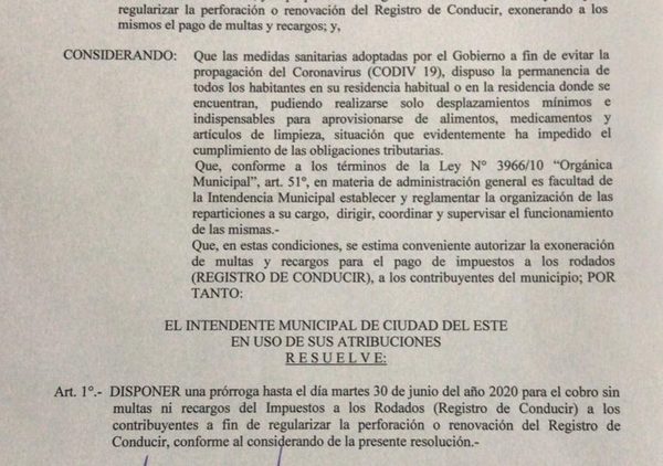 Prorrogan plazo para pago por registro de conducir