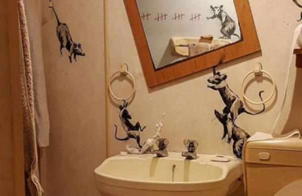 Así es la nueva obra que Banksy pintó en su baño durante la cuarentena - SNT
