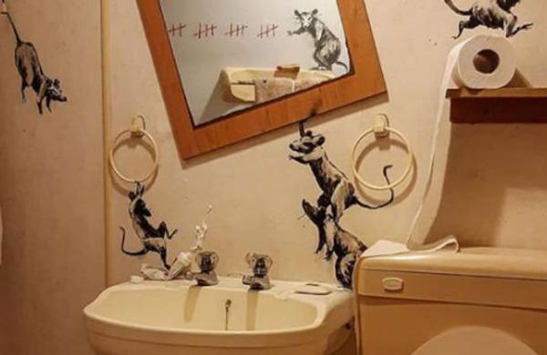 Así es la nueva obra que Banksy pintó en su baño durante la cuarentena - C9N