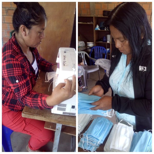Mujeres nativas fabrican tapabocas en Boquerón
