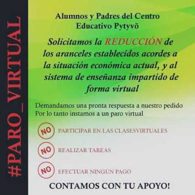 Padres de alumnos de Pytyvõ llaman a un paro virtual » San Lorenzo PY