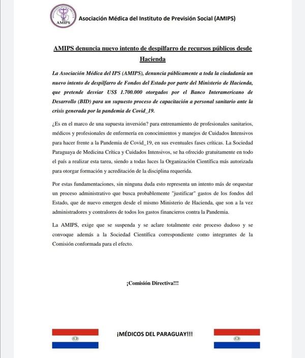 Médicos del IPS denuncian presunto desvío de recursos para capacitaciones - ADN Paraguayo