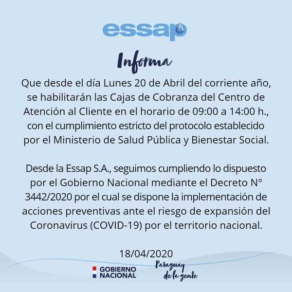 ESSAP habilitará cajas de cobranzas en el Centro de Atención a Clientes - .::RADIO NACIONAL::.