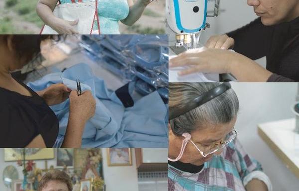 Mujeres del rubro de la moda juntan donaciones para confeccionar kits de sábanas
