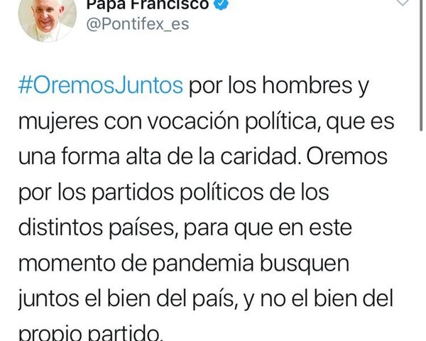 Papa Francisco insta a políticos a buscar el bien del país