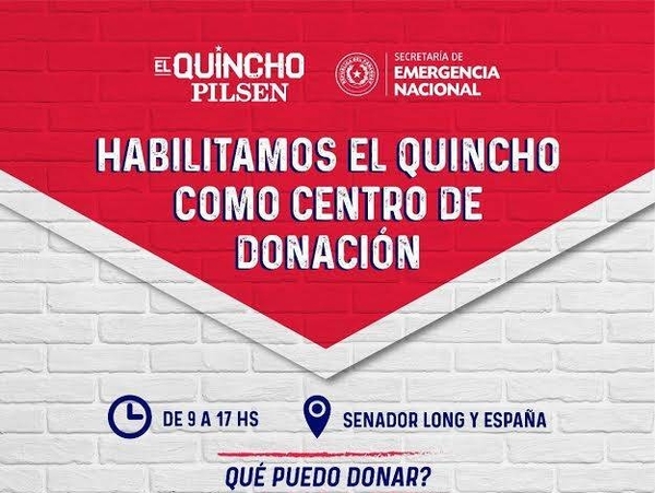 HOY / Cervepar habilita el quincho Pilsen como centro de donaciones