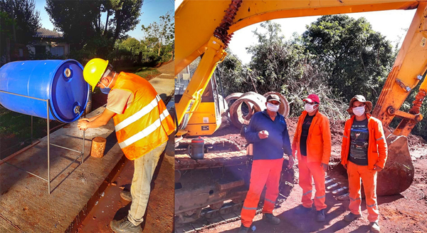 COLOCAN LAVATORIOS PARA MANOS EN TODOS LOS FRENTES DE TRABAJO EN LA OBRA ITAPÚA POTY